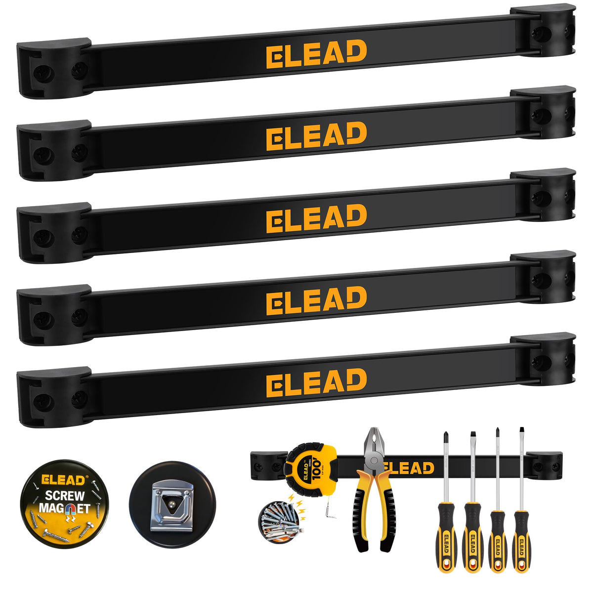 6-Piece 12" Magnetic Tool Holder Storage Organizer - Wall - Image 1