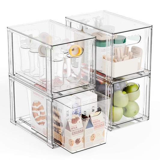 4 Pack Large Stackable Storage Drawers,11″Deep Under - Image 1