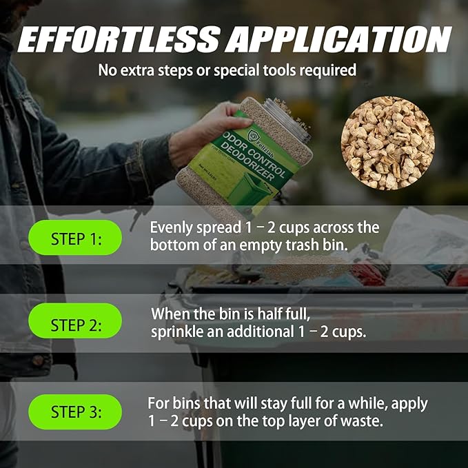 Outdoor Trash Can Deodorizer 2.6 lbs, Long-Lasting Odor Eliminator & Moisture Absorber, Strong Garbage Can Deodorizer for Bins, Dumpsters & Recycling Containers