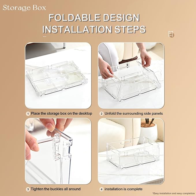 2-Pack Foldable Plastic Baskets, Stackable Storage Baskets with Handles for Organizing and Storage, Foldable Crate for Office, Home, Bedroom, Outdoor (12"x 8.07" x 4.92")