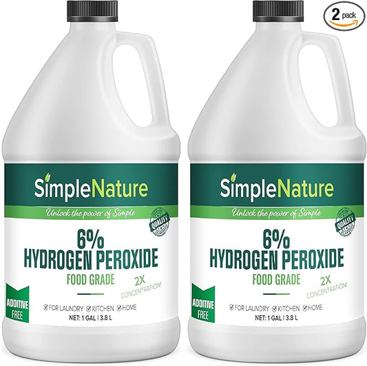 6% Food Grade Hydrogen Peroxide Solution - 2 Gallons - Natural Multipurpose Cleaner - Made in USA - Ideal for Commercial, Residential, Kitchen, Bath, Laundry, and More - Ecofriendly