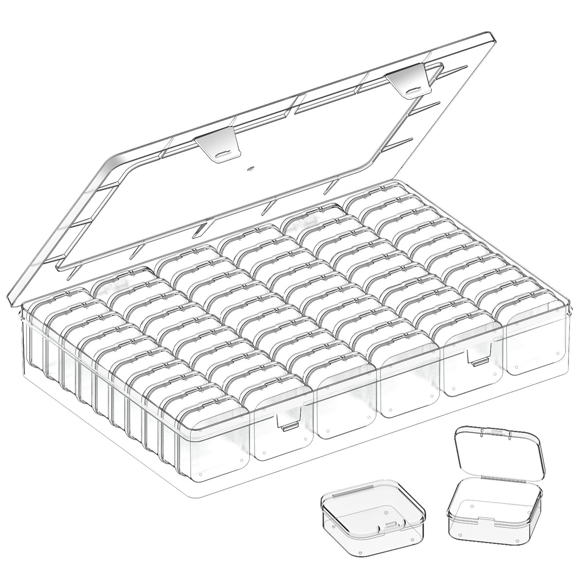 Bead Organizer Box, 61pcs Clear Plastic Storage Containers Set - Image 1