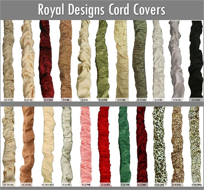 Royal Designs, Inc. Cord & Chain Cover 4 ft Silk Type Fabric, Chandelier Pendant Lighting Chain & Cable Management, Touch Fastener, Black - 2 Pack
