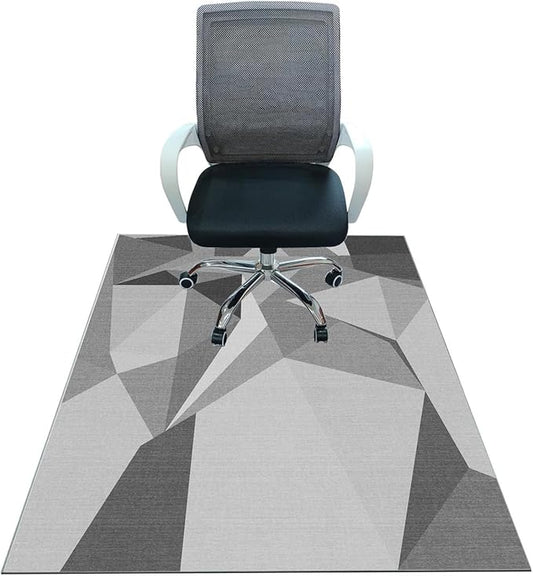 Office Chair Mat for Hardwood Floor & Low-Pile Carpet,55"*35" Under Desk Mat, Computer Chair Rug,Anti-Slip Floor Protector for Home Office Grey White
