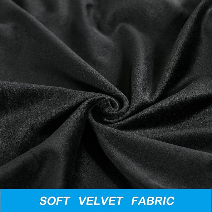 OBCREAT Wingback Chair Covers,2 Piece Stretch Velvet Wingback Chair Slipcover Soft Wing Chair Sofa Covers with Elastic Bottom,Armchair Couch Cover Furniture Protector for Living Room (Black)