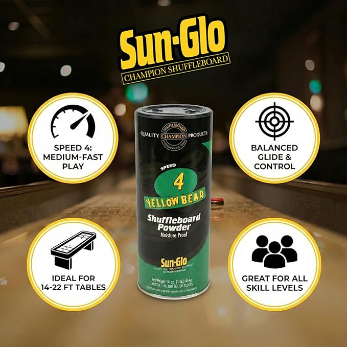 Sun-Glo #4 Speed Yellow Bear Shuffleboard Powder Wax 16 oz