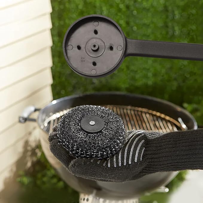 Heavy-Duty Stainless Steel Wool Barbecue Grill Cleaning Scrubber Pads, Replacement Steel Wool Brush Head, 2 Pack