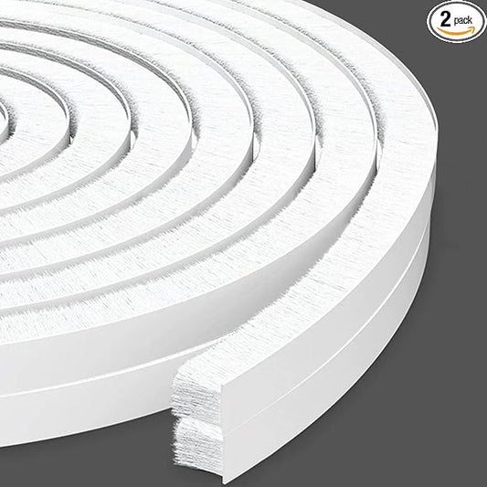 Door Brush Seal 66 Feet,Felt Pile Weather Stripping for Doors,Weather Strip for Windows Cabinet,Self Adhesive Draft Blocker,Dust Stopper Sliding Door Seal Winter,0.4" Wide x 0.4" Thick