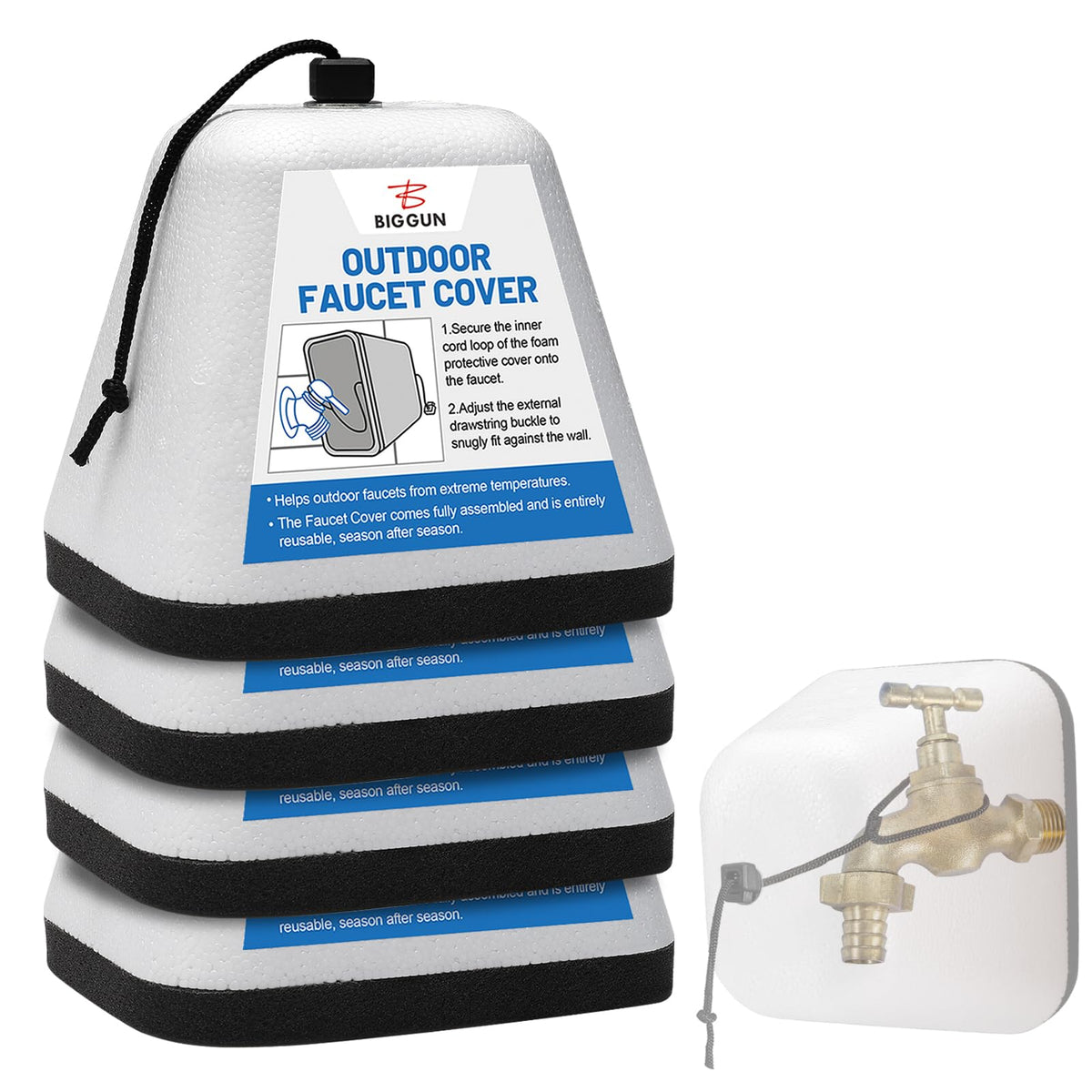 Outdoor Faucet Covers for Winter, Easy to Install Insulated Foam - Image 1