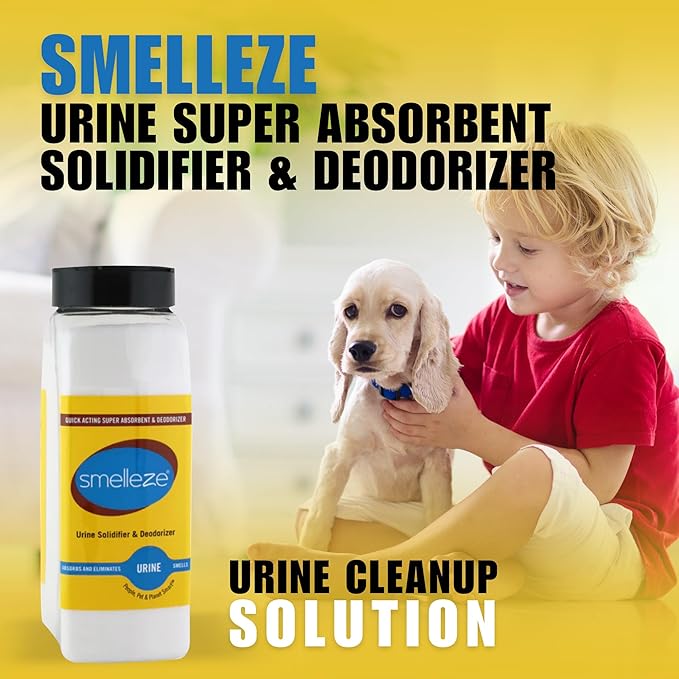 SMELLEZE Urine Absorbent Powder & Poo Gel | Odor Eliminator for Strong Odor | Solidifier & Deodorizer for Portable Toilets, Urinals, Pet Potty, Bedside Commodes| Absorbs Liquids in Minutes | 2 lb.
