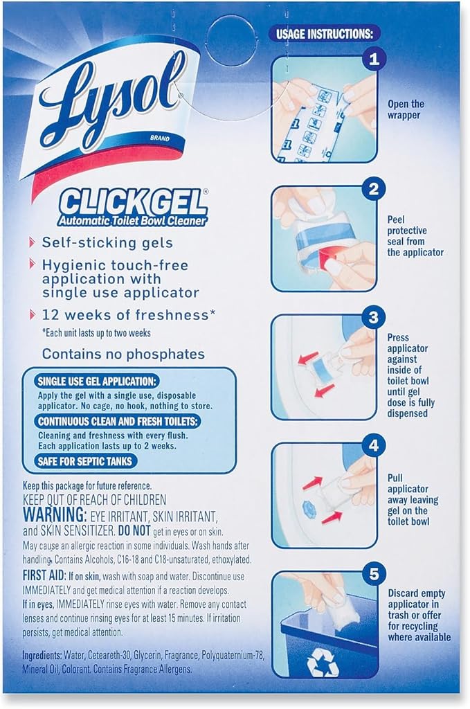 Lysol Click Gel Automatic Toilet Bowl Cleaner, Ocean Fresh Scent 6 ct