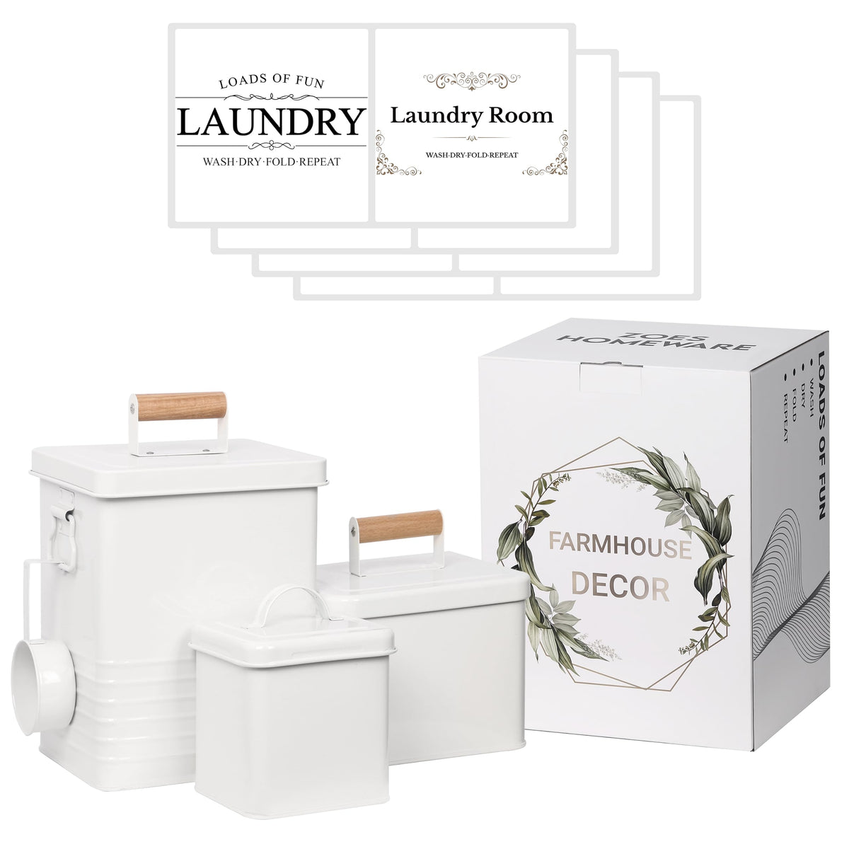 ZOES HOMEWARE 3-Set Laundry Room Organization and Storage - Image 1