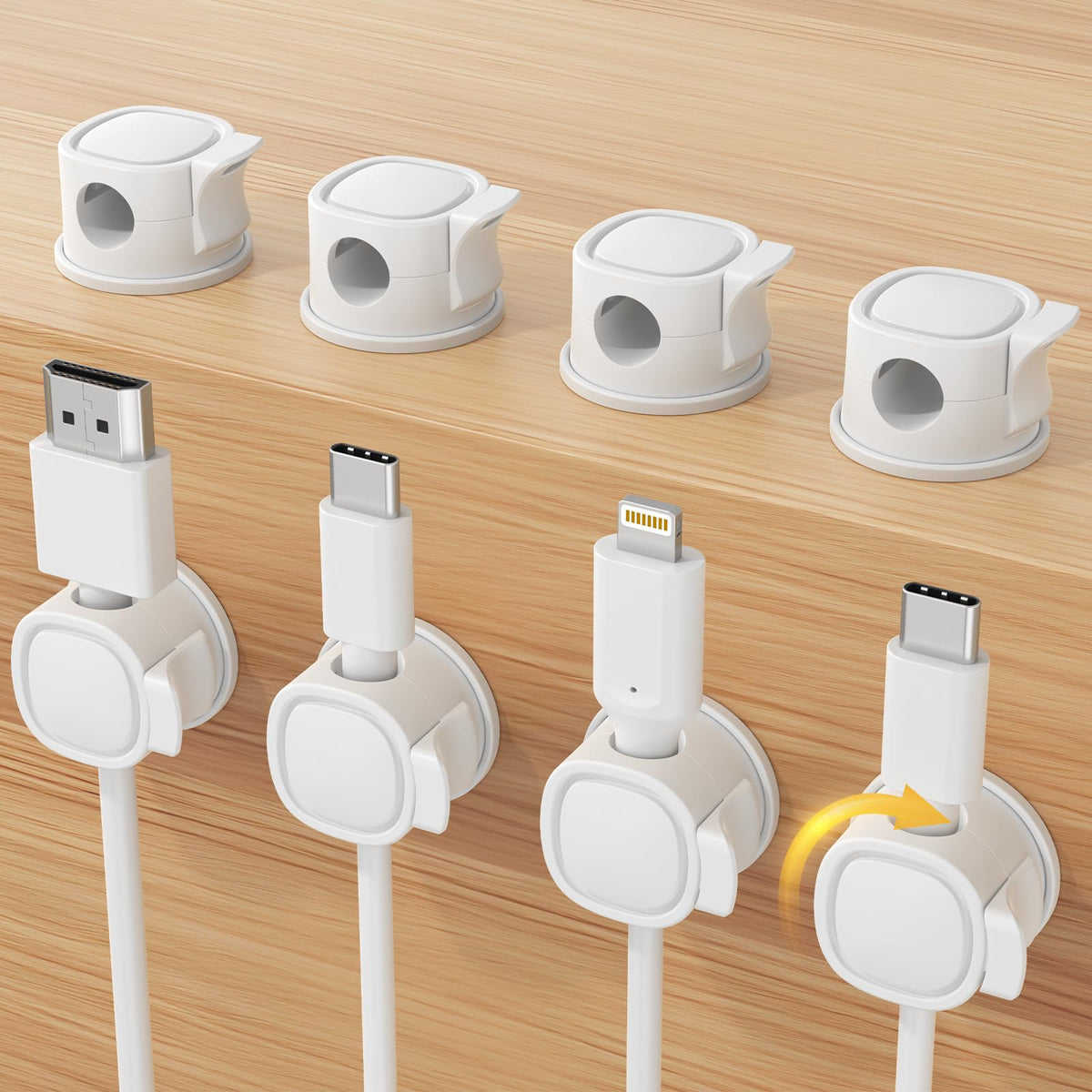 8Pack Rotatable Cord Organizer, Spring Cable Clips With Clasp - Image 2