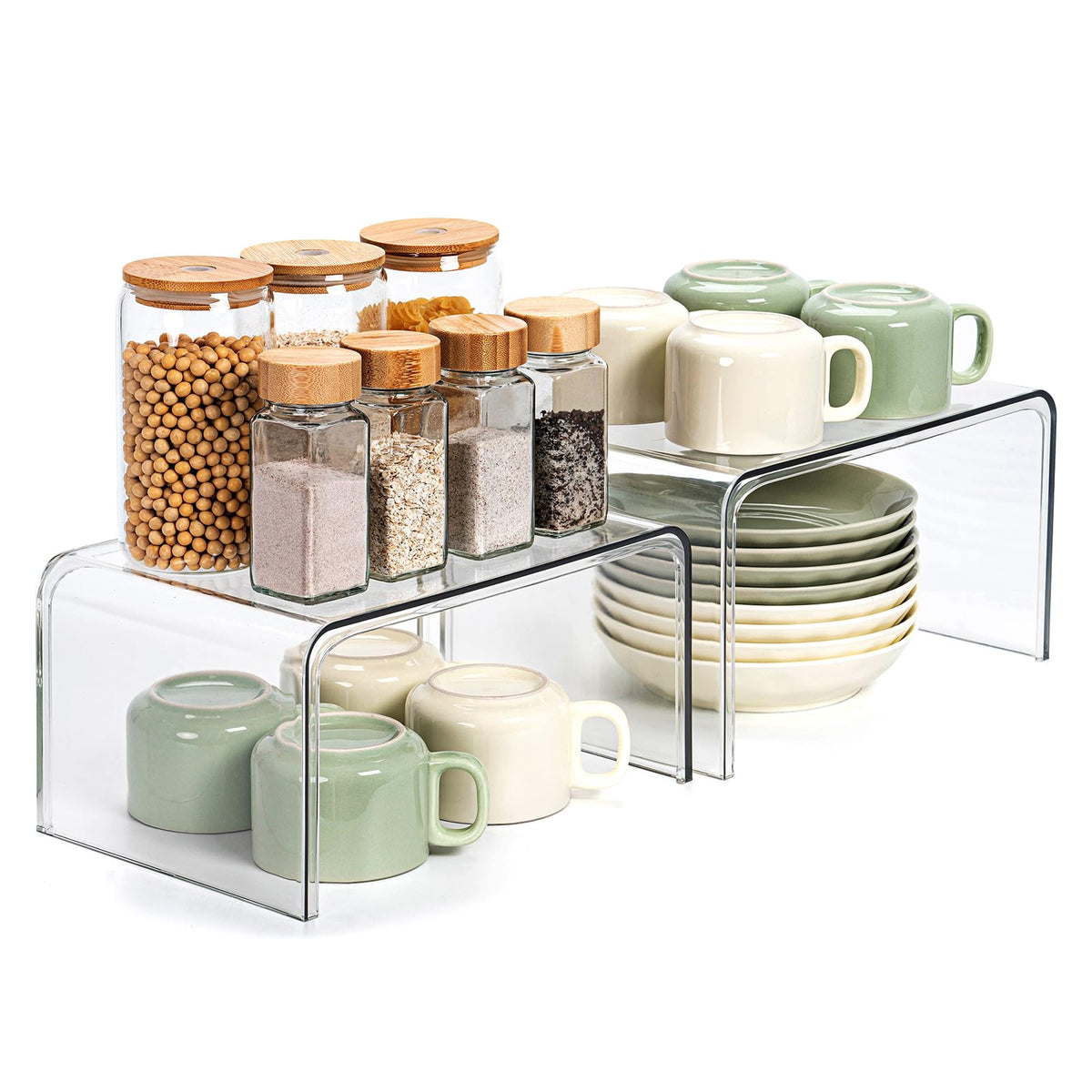 Bobomoment Clear Cabinet Organizer, Stackable Shelf - Image 1