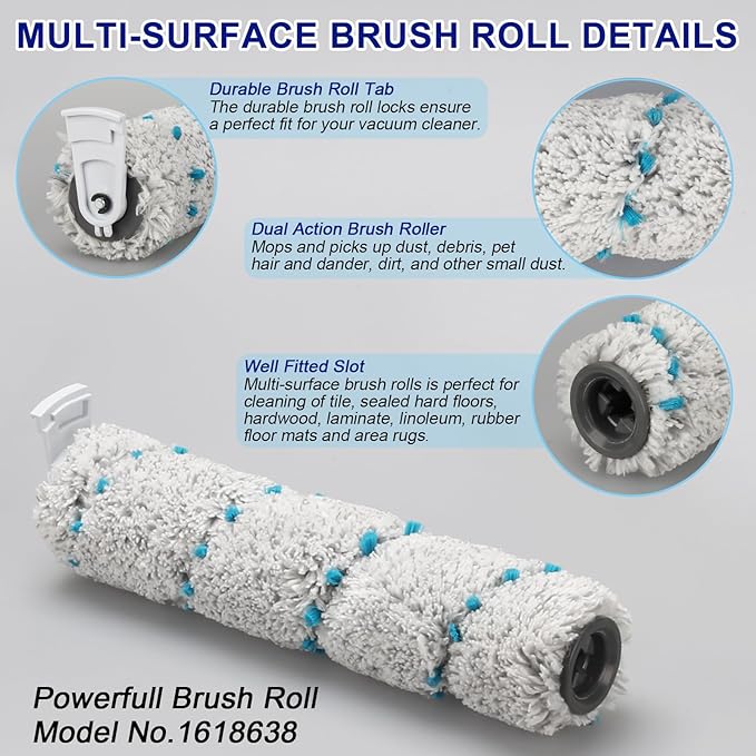 Lemige Brush and Filter Replacement Parts for Bissell CrossWave Max 2554 2590 2593 2596 for HydroSteam Plus 35151 3515 35152 3513 3518 Vacuum, 2 Pack Multi-Surface Brush Rolls 2787 Vacuum Filters 1866
