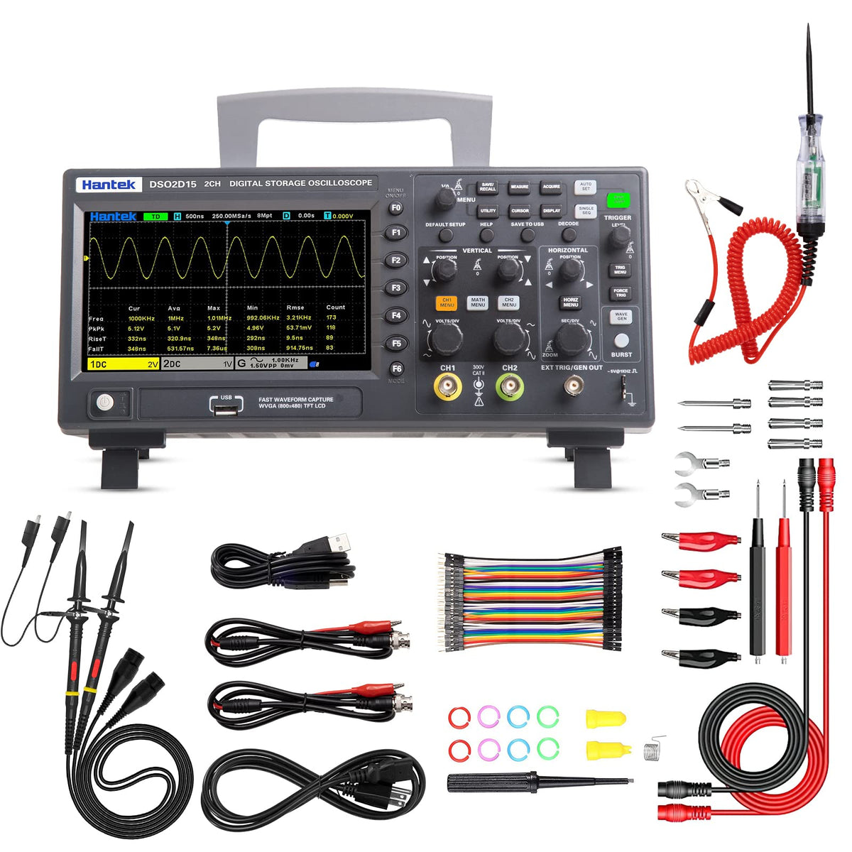 Hantek DSO2D15 Digital Storage Oscilloscope 150MHz 1GSa/s 8M,2 - Image 2
