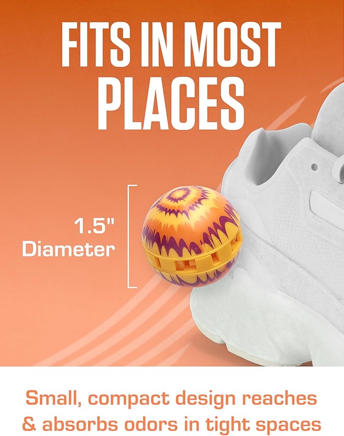 Sneaker Ball Shoe Odor Eliminator & Remover - Fresh, Clean Scent Blocks Odors - Twist-to-Activate - Compact & Durable - Fun, Colorful Designs - Ideal for Shoes, Gym Bags, Lockers, Sport, 6 Pack