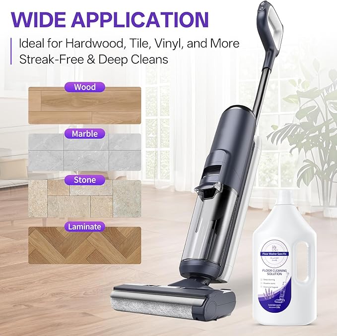 Floor Cleaner Compatible with Tineco Cleaning Solution, Suitable with All Robotic Vacuum Mop and Cordless Wet/Dry Vacuum Mop Cleaner, Multi-Surface Deodorizing & Cleaning Solution (1 L, Lavender)