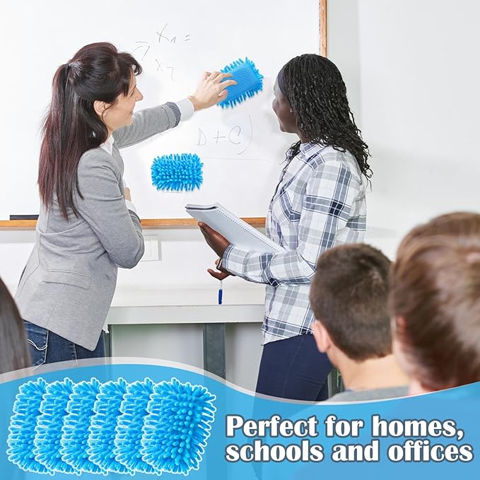 Sherr 18 Pcs Microfiber Shag Magnetic Dry Erase Erasers Washable Whiteboard Eraser Bulk Colorful White Board Eraser for Chalk Markers Home Office(Blue)