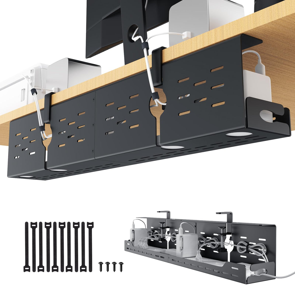 Univivi Under Desk Cable Management Tray, Cable Mana | Small Space Liv - Image 1