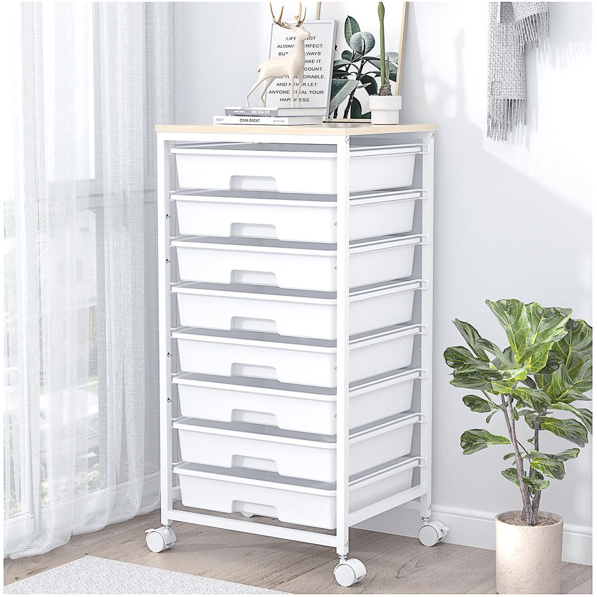 SYKIARIOL Rolling Storage Cart with Drawers, 8 Drawers Utility - Image 1