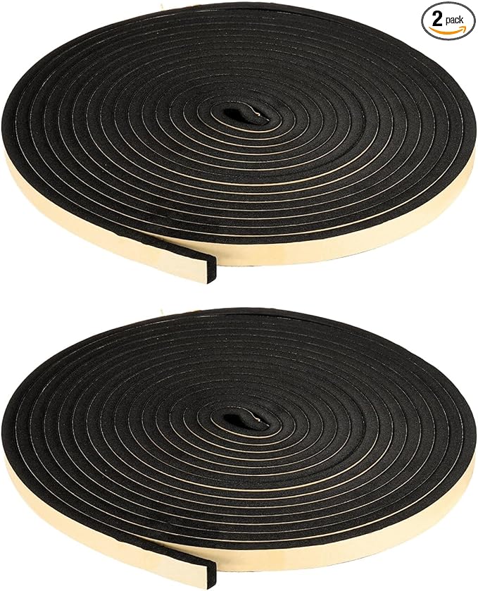 PATIKIL Foam Insulation Tape, 2Pcs 3/4" W x 3/8" t x 32.8FT Self Adhesive Weather Stripping Door Seal Strip for Door Window Air Conditioning, Black