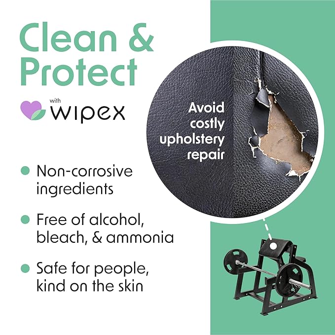 Wipex Gym Wipes Dispenser Refill - 2800 Count - Large Gym Wipes for Equipment - Fitness Wipes with Lemongrass Scent, 8x12 Size, 700 Count (Pack of 4) - For Natural Hygienic Fitness Environments