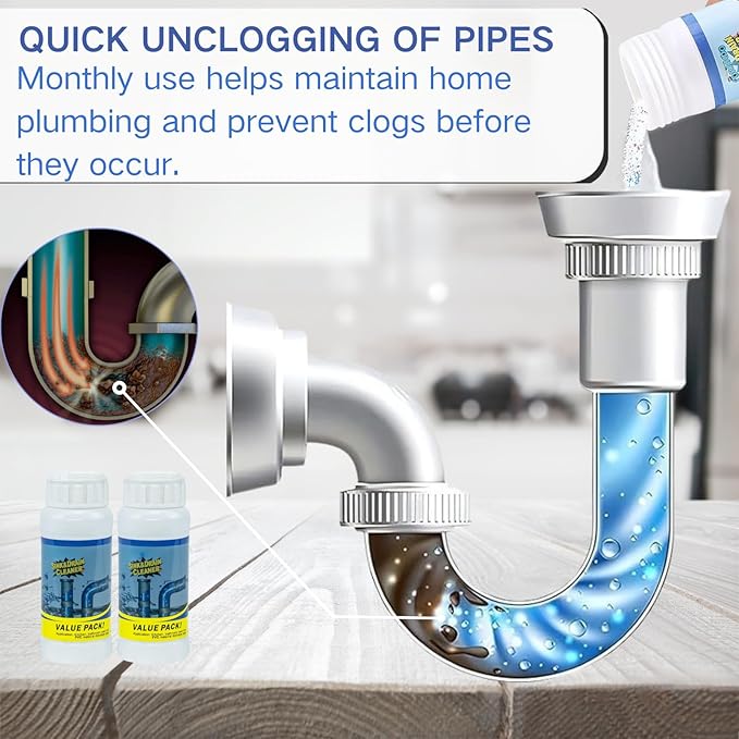 2Pcs SINK&DRAIN CLEANER Wild Tornado Pipe Dredge,Powerful Sink and Drain Cleaner Powder,For Quick Foaming Cleaning Agent For Kitchen, Bathroom & Toilet Pipes