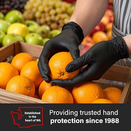 GLOVEWORKS Black Nitrile Gloves for Cooking, Food Prep, Disposable, 5 Mil, For Professional Cleaning, Small, 4 Cases of 1000