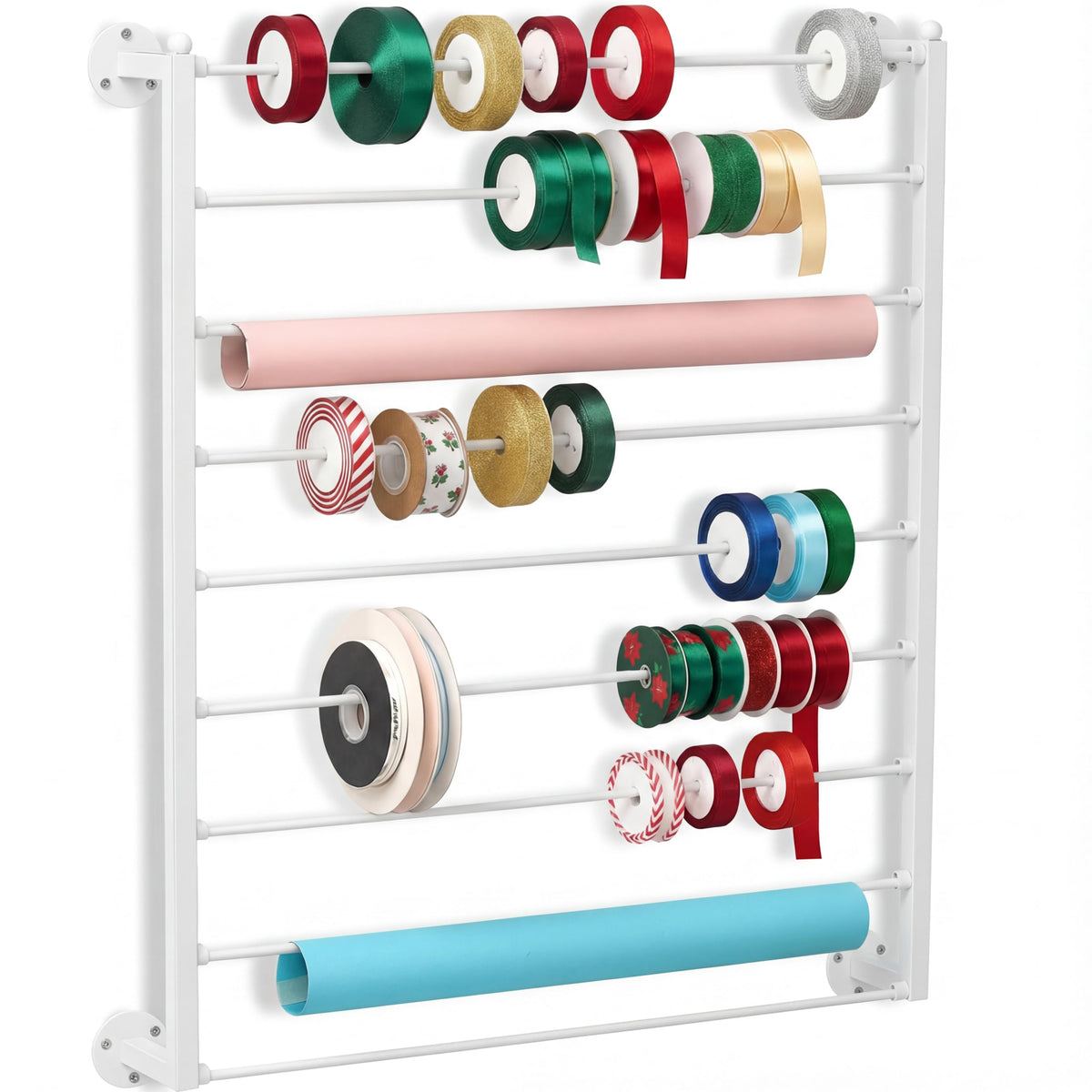 Menkxi 9 Tier Wall Mounted Ribbon Organizer Metal Ribbon - Image 1