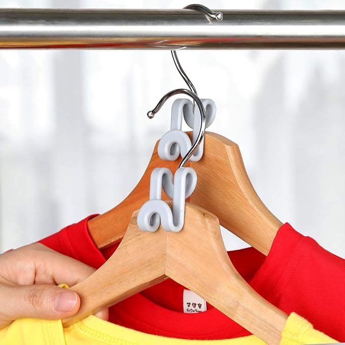 Mlici Clothes Hanger Connector for Clothes Organizing, 60 Pack Space Saving Hanger Extender Hooks for Home Closet Organizer, Grey