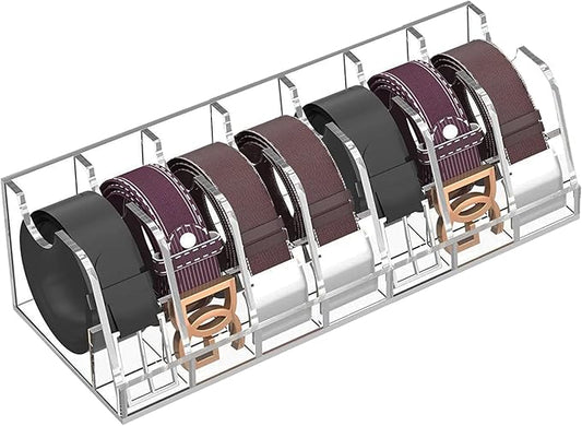 Acrylic Belt Organizer, 7 compartment，acrylic belt organizer for closet,belt checkroom and present for friends