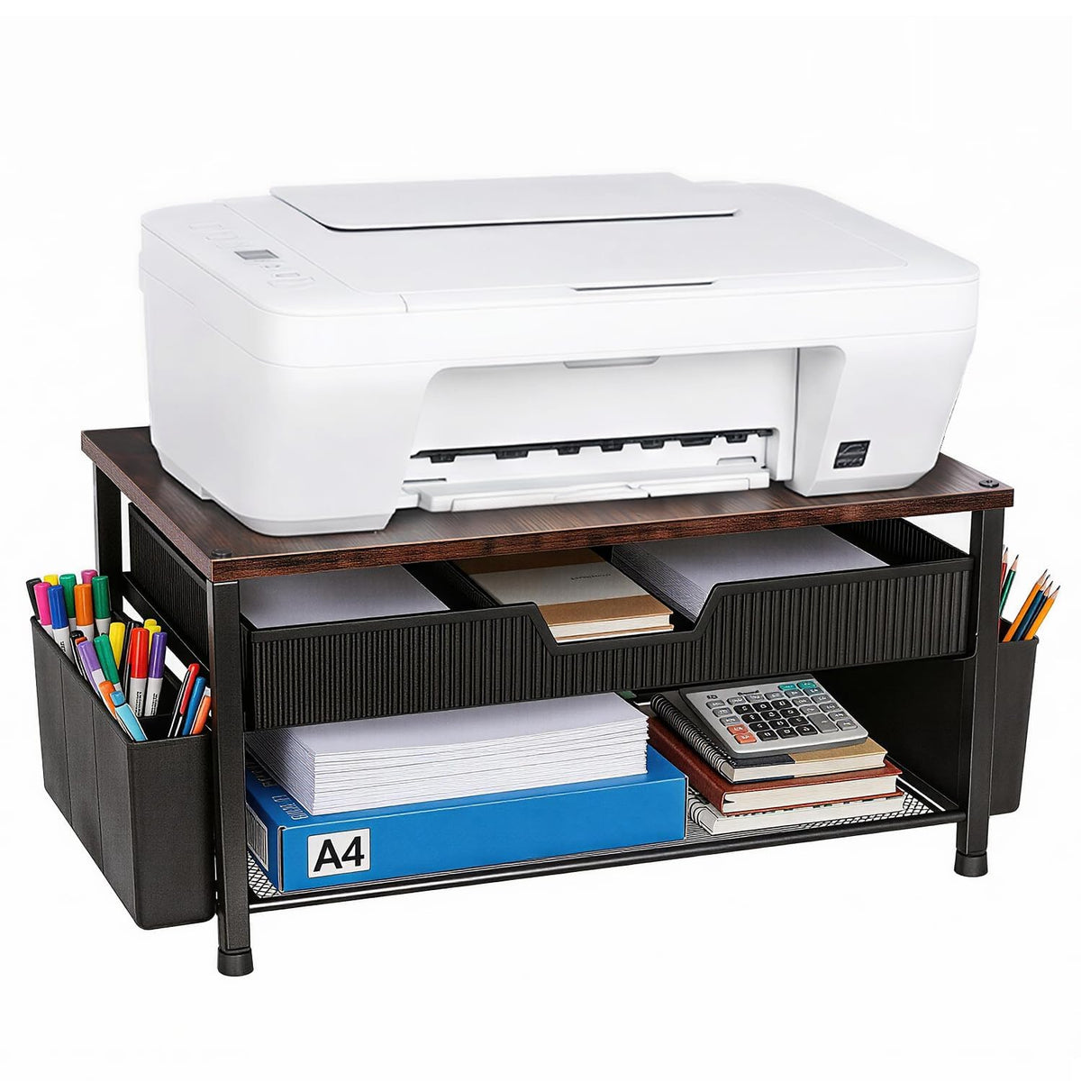 Printer Stand for Desk, Desktop Printer Shelf for Home Office - Image 1