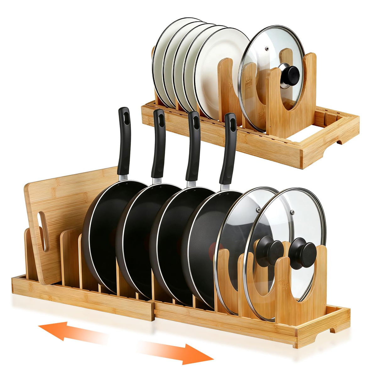 Bamboo Pots and Pans Organizer under Cabinet - Image 1