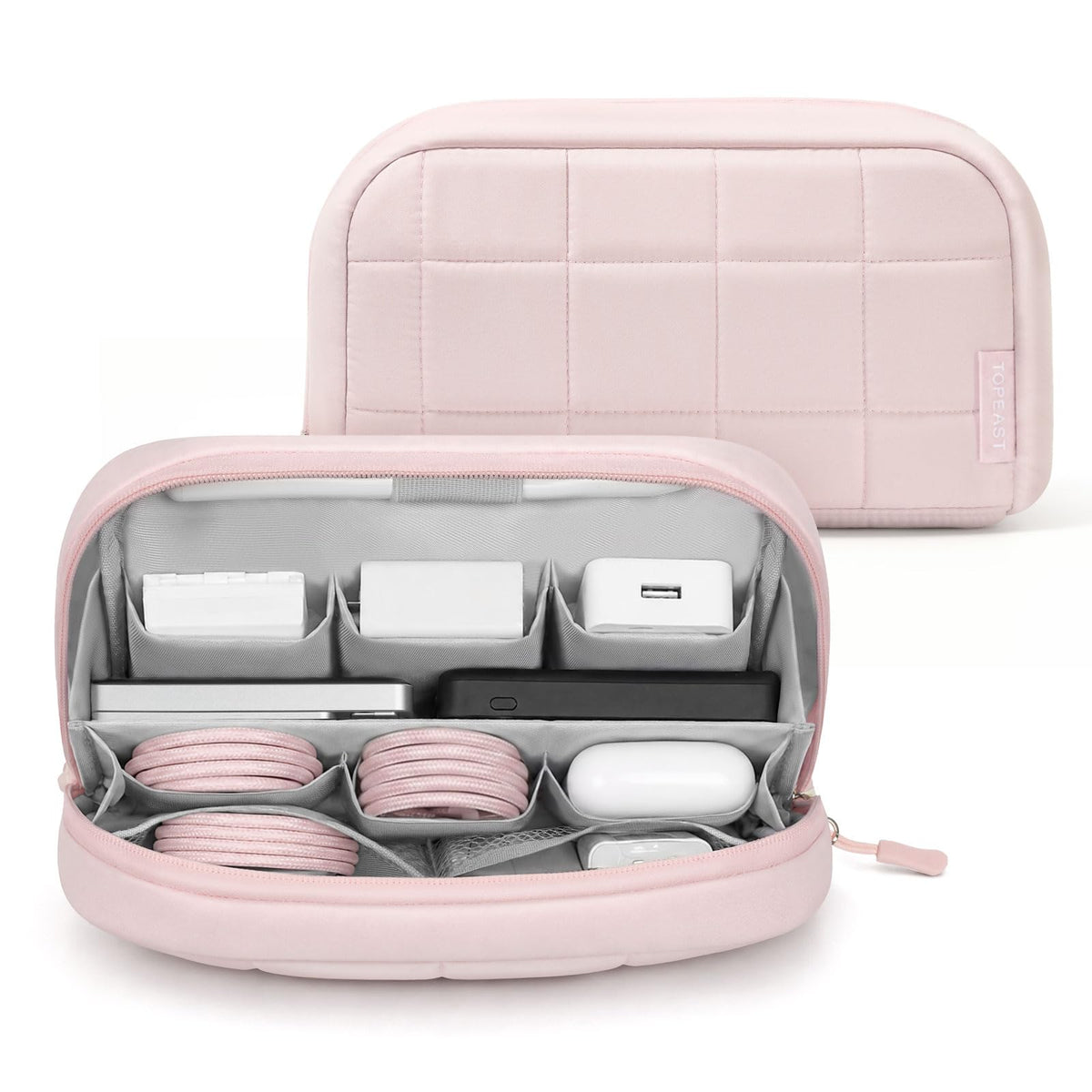 TOPEAST Quilted Cable Organizer Bag, Soft Tech Pouch & - Image 1