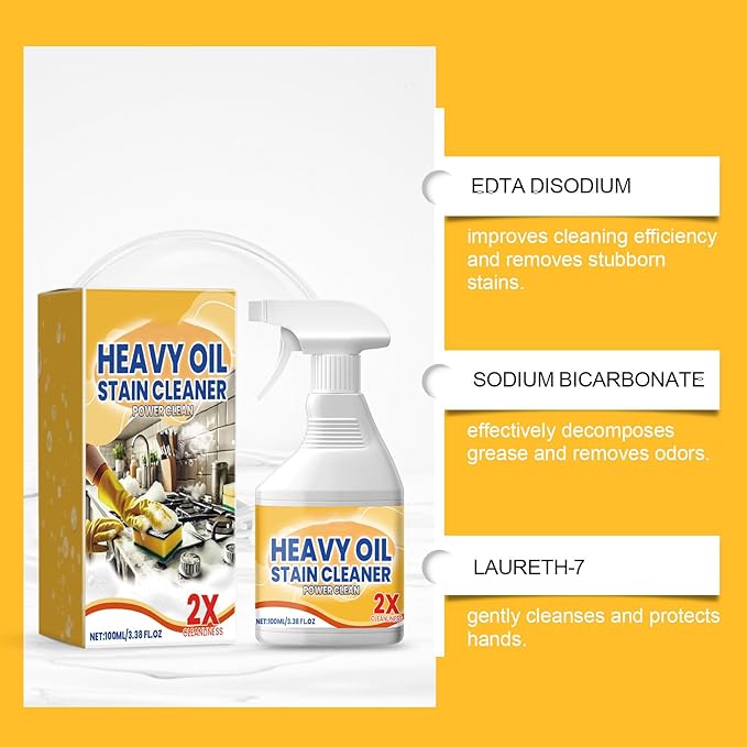 Heavy Duty Degreaser Cleaner Spray, Powerful Clean Up Kitchen Oil Stains Spray, Kitchen Heavy Oil Cleaning Agent, All Purpose Household Cleaning Spray for Oven, Stove (1)