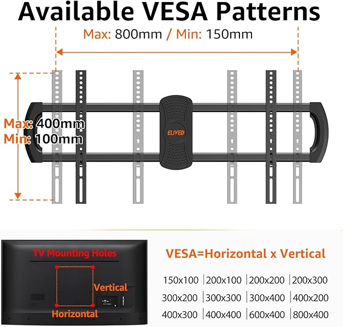 ELIVED Heavy Duty TV Wall Mount for Most 42"-90" TV Up to 200 LBS, Max VESA 800x400mm, Pre-Assembled Wall Mount Bracket, Full Motion Swivel tv Mount Fits 24"/18"/16" Wood Studs, YD3028