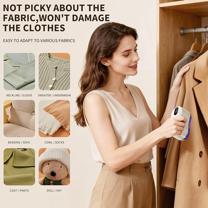 Professional Fabric Shaver, Electric lint Remover Suitable for Sweaters, Coats, Sofas, etc. Type-C Rechargeable, Equipped with 6 Stainless Steel Blades, Safe and Harmless for fine Fabrics