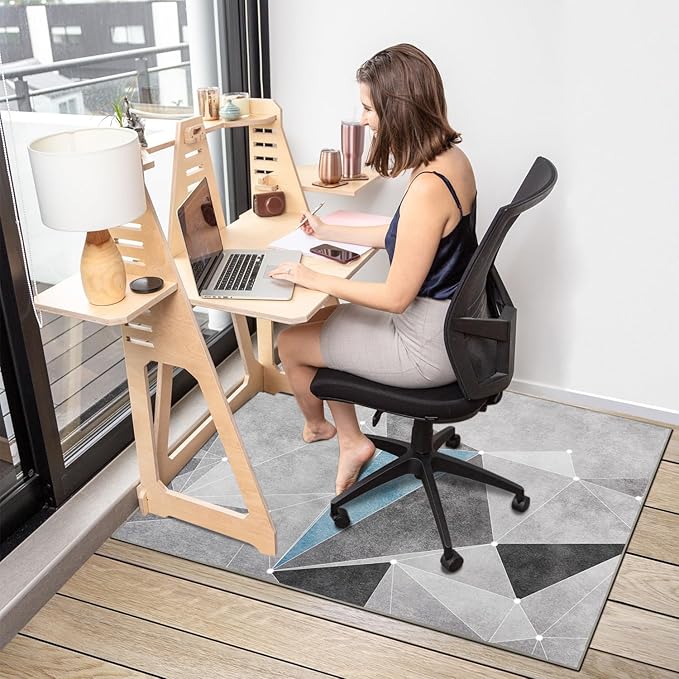 Office Chair Mat for Hardwood Floor,36"*48" Highly Premium Quality Protector Floor Mat,Desk Chair Mat - 2.15lbs Anti-Slip Chair Rug Mat for Office Home Laminate Floor Black Blue