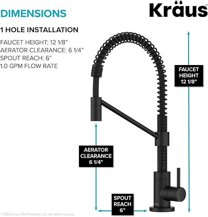 KRAUS Bolden Single Handle Drinking Water Filter Faucet for Reverse Osmosis or Water Filtration System in Matte Black, FF-104MB