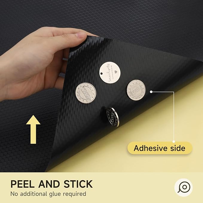 WochiTV Adhesive Shelf Liner 17.5 X 240 Inches Peel and Stick Kitchen Liner for Cabinets, Drawers Removable Protector Mat Waterproof Contact Covering for Dresser Pantry Countertops Shelves, Black