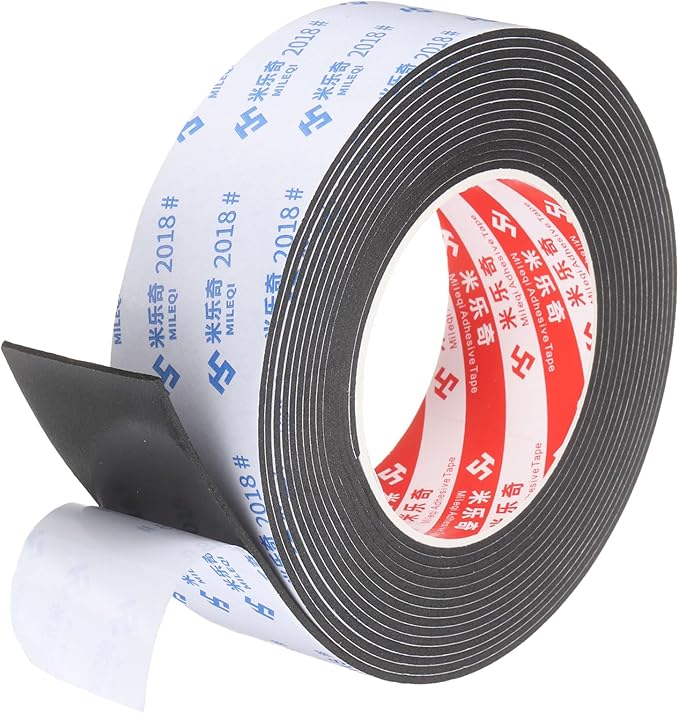 PATIKIL Sponge Rubber Foam Tape, 1 9/16" W x 1/32" t x 16.4ft l Self-Adhesive Foam Insulation Tape Weather Stripping for Window Door Soundproofing Weatherstrip AC Seal Strip, Black