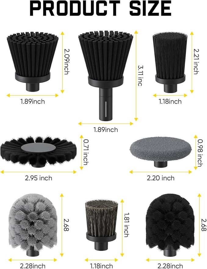 8 PCS Replacement Brush Heads for Fanttik G9 Nano, Flip G10 Nano HomeCare & AutoCare Cordless Electric Spin Scrubber, Accessories for Automotive Detailing