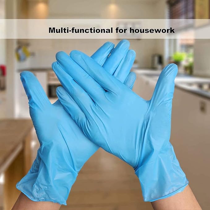 Disposable Gloves Medium, Nitrile and Vinyl Blend Material Gloves, Latex Free, 4 Mil,1000 Pc. Food Grade Glove for Cleaning, Food Prep, Hair Dye, Tattoo, Blue