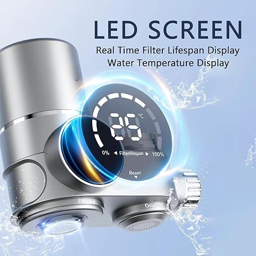 Water Filter for Sink Faucet, NSF Certified Faucet Mount Water Filtration System with Real-Time Filter Life Indicator, Reduces Lead Chlorine, Heavy Metals (Incl. 1 Filter, 13 adaptors)