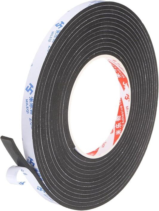 PATIKIL Sponge Rubber Foam Tape, 5/8" W x 1/8" t x 16.4ft l Self-Adhesive Foam Insulation Tape Weather Stripping for Window Door Soundproofing Weatherstrip AC Seal Strip, Black
