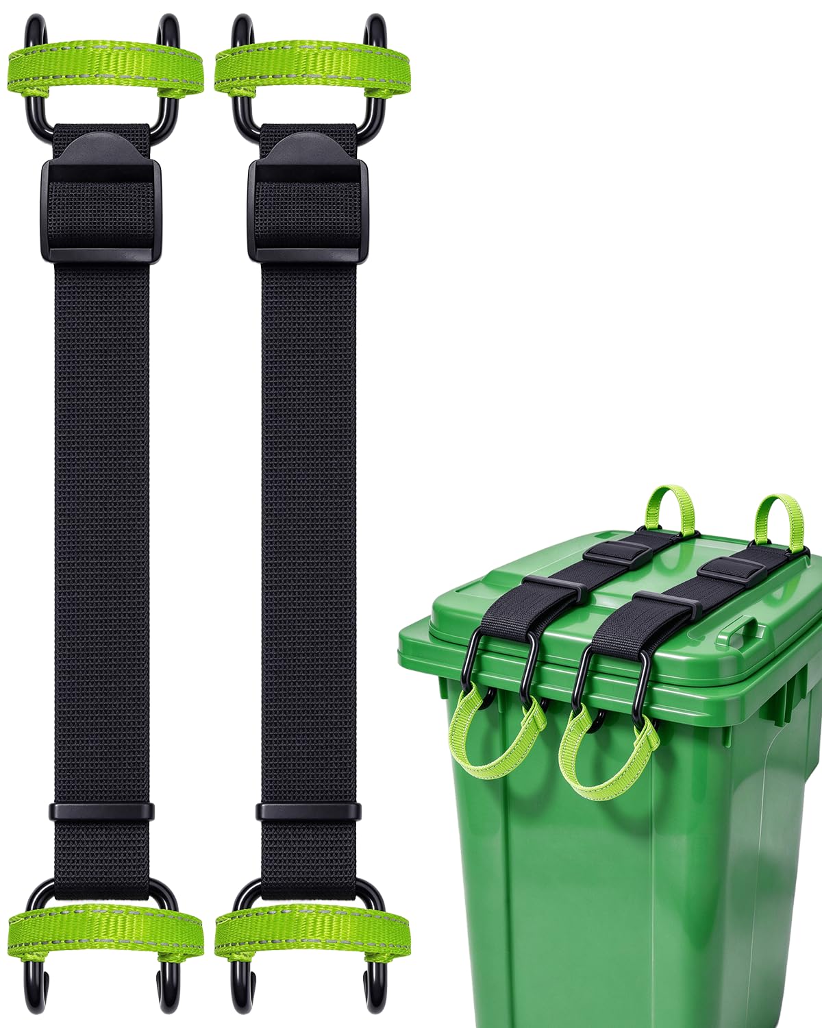 Trash Can Lock Raccoon Proof, Adjustable Straps with Metal - Image 1
