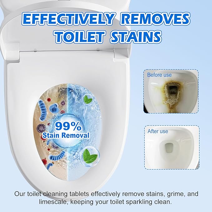 Automatic Toilet Bowl Cleaner-Deep Cleaning Bleach Tablets, Descale & Deodorize, Fresh Scent, Septic Safe–toilet tank tablets easy to use .Delight Your Bathroom Time!(50 Pack) Long-Lasting recommend