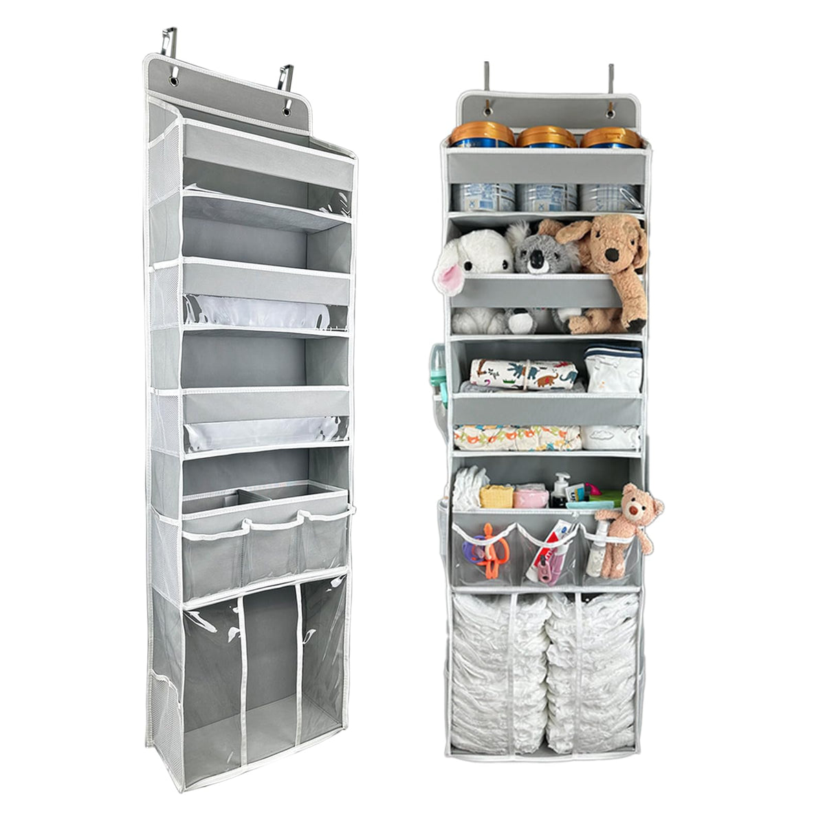 Door Hanging Storage Organizer,with 3 Bins 1 Movable Baby Diaper - Image 1