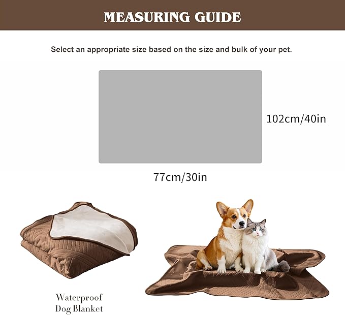 Waterproof Recliner Chair Cover - Washable Double-Sided Velvet and Pattern Reversible Cover for Couch, Bed, Sofa Protection for Dogs, 30x40in/Brown
